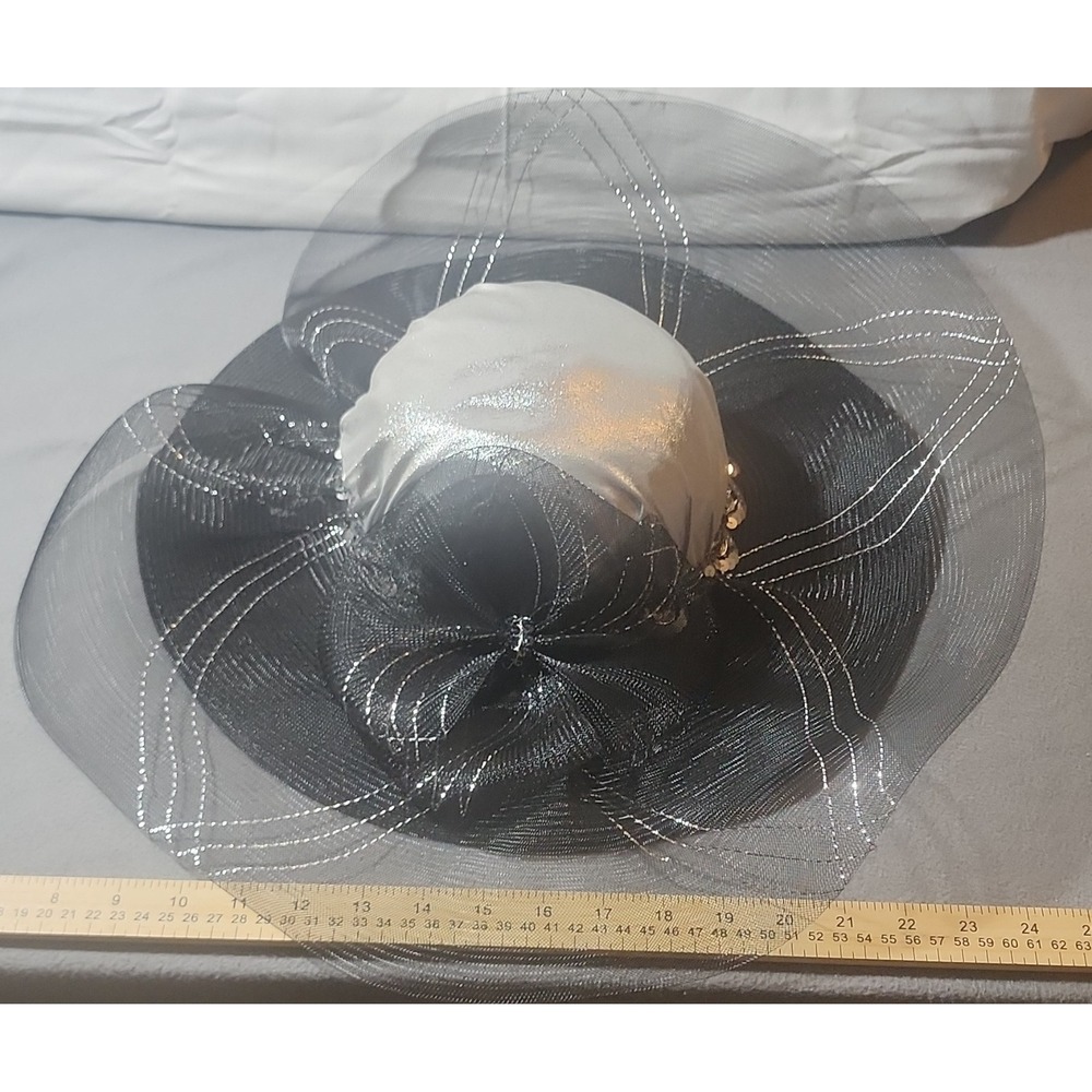 L.D.C. Black Silver Mesh Fascinator Headpiece Bow Polypropylene Women's One Size